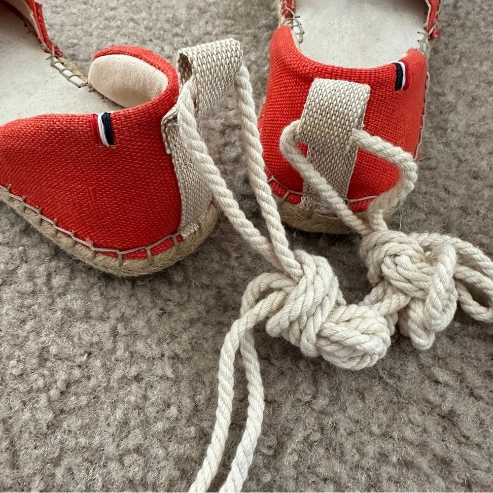 Clare V. x Toms Katalina Red Twill Espadrille 6.5 Beachy Resort Coastal Casual